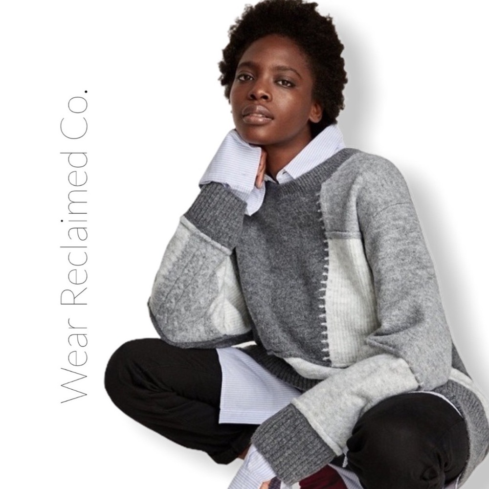 ZARA Knit Patchwork Sweater Oversized Pullover